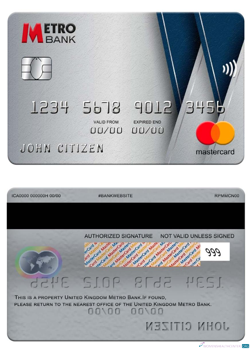 Download United Kingdom Metro Bank mastercard Photoshop template